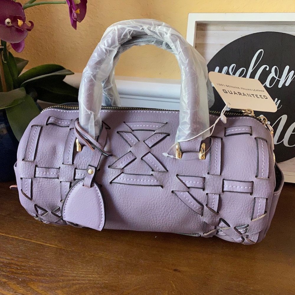 Xmas Gift - NWT Leather Braided Cylindrical Crossbody Tote